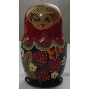 Matryoshka hand painted Russian nesting dolls set of 4 red gold glitter floral